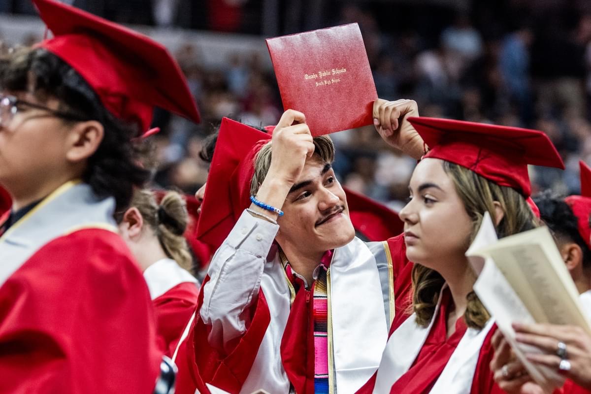 David Garcia celebrates his graduation from Omaha South High School.