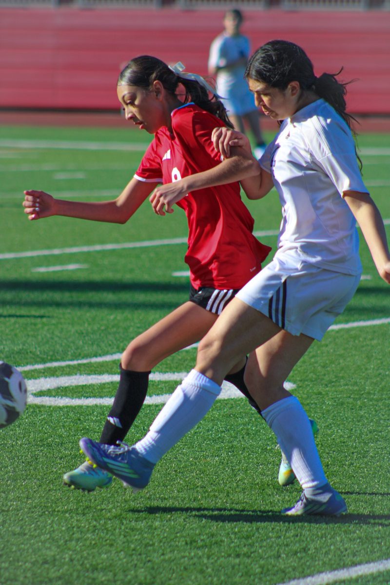 JV's Zueleydy Alvarez Leyva defends her side and gets the ball.