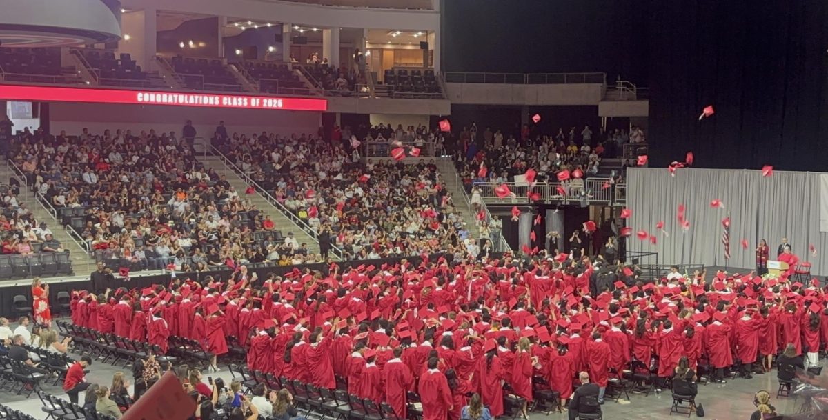 The South High class of 2024-2025 throws their caps in the air as a final farewell.
